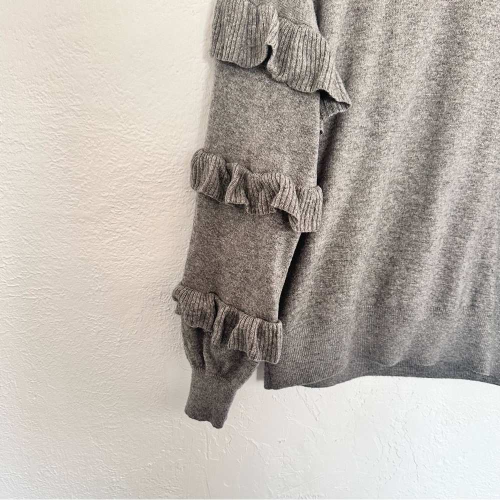 J. Crew Ruffle Sleeve Sweater in Gray - Picture 4 of 8